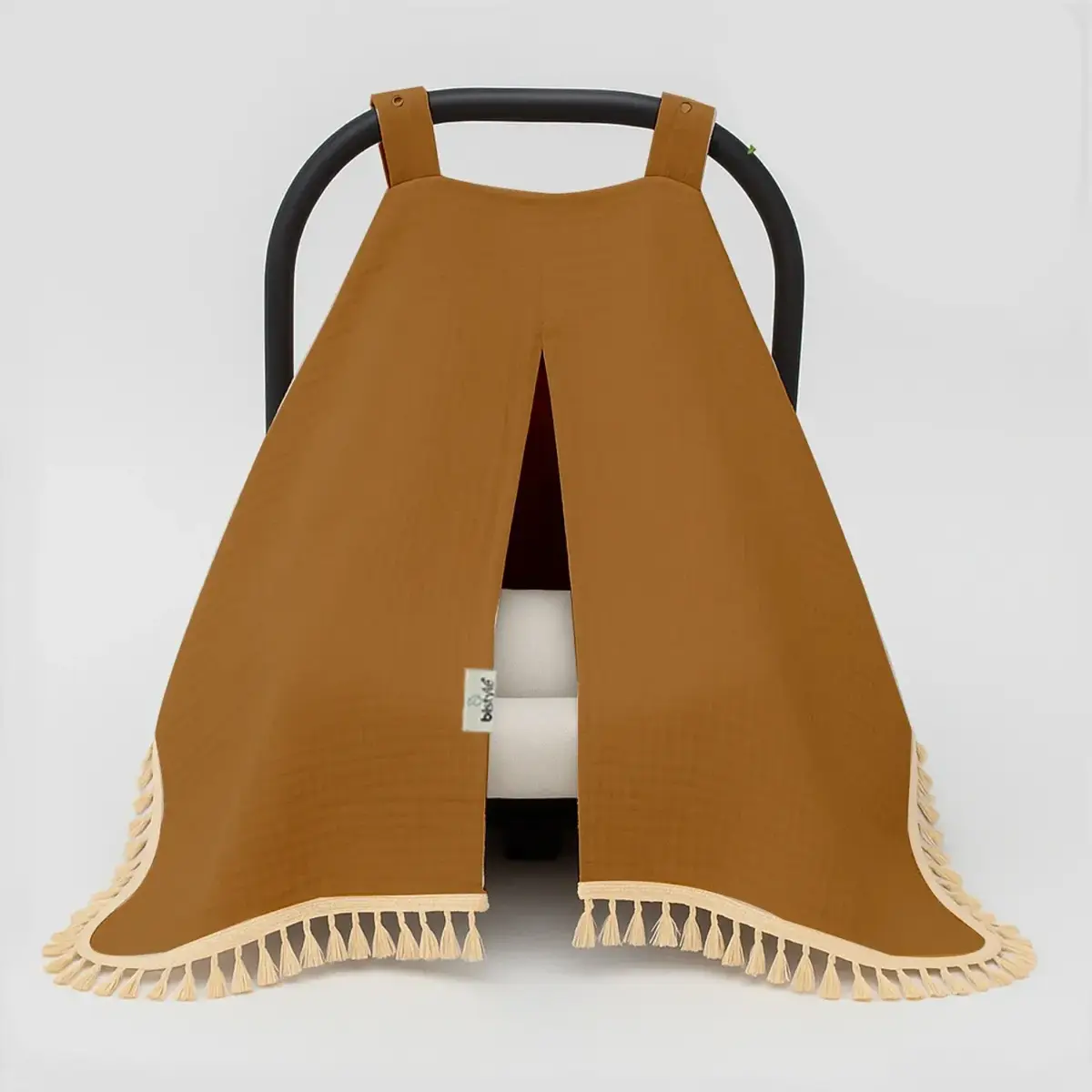 Bistyle Müslin Puset Yüz Örtüsü Püsküllü Hardal