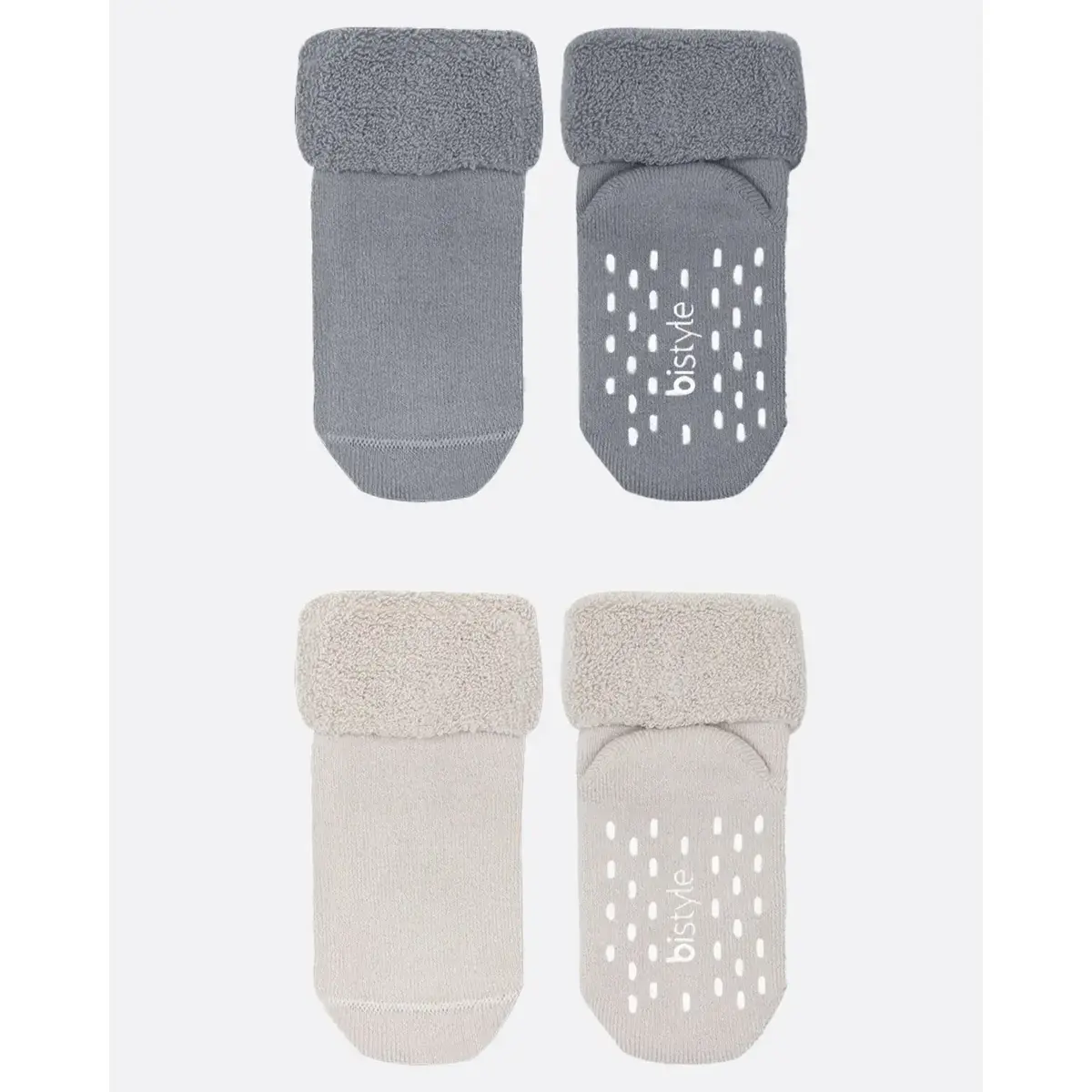 Bistyle Çorap Soket Havlu 2li Kaymaz Basic Boy Gri - Natural