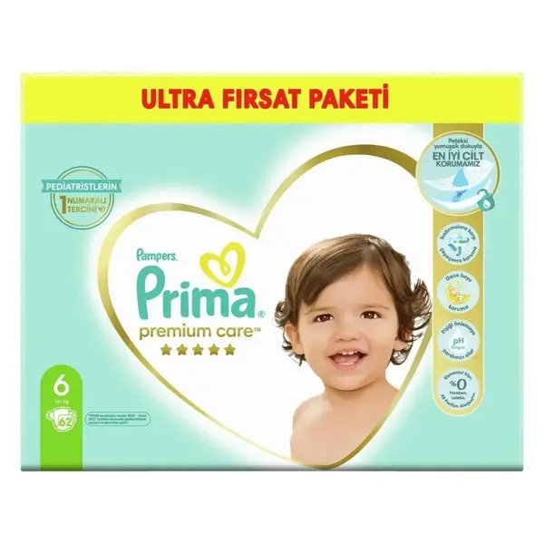 Prima Premium Care Bebek Bezi 6 Beden Extra Large 62li Ultra Fırsat Paketi