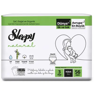 Sleepy Natural Külot Bebek Bezi 3 Beden Midi 56lı