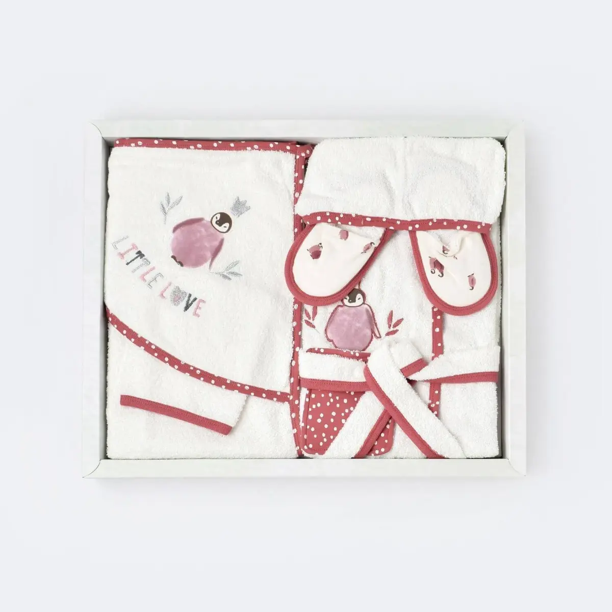 Bibaby Organik Bornoz Takımı Little Love Rose Dry