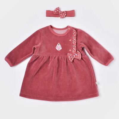 Bibaby Elbise Kadife Organik Little Love Rose Dry