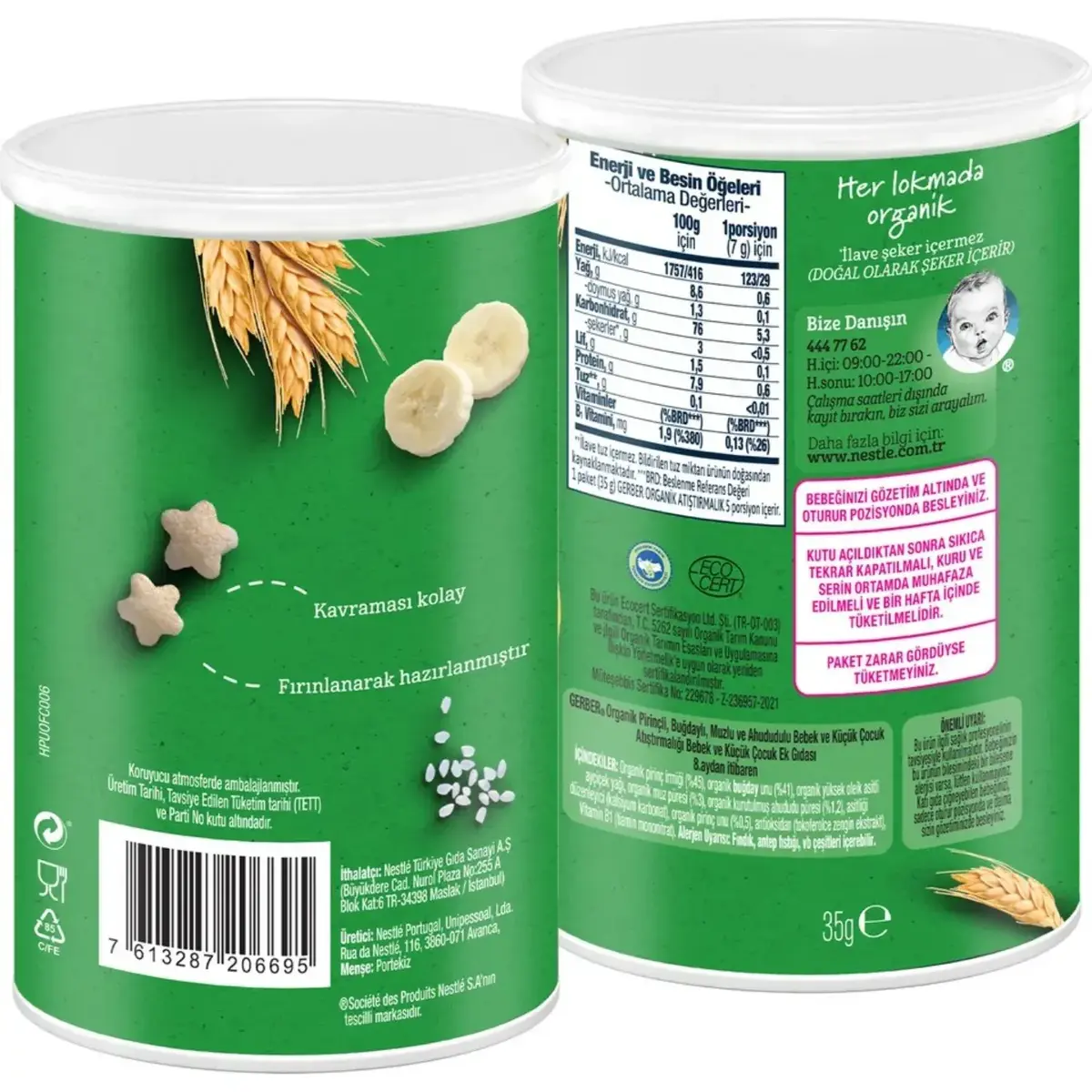 Gerber Organik Buğday Ve Pirinç Bebek Atıştırmalığı 35 gr 8+ Ay