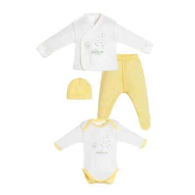 Bibaby Organik Zıbın Takımı Fly Dandelions Prematüre Sarı - Ekru