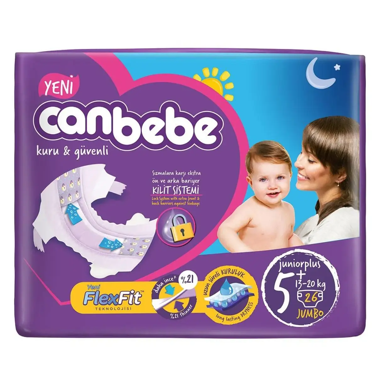 Canbebe Bebek Bezi 5+ Beden Junior Plus 13-20 Kg 26lı Jumbo Avantaj Paket