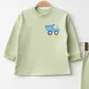 Mini Damla Pijama Takımı Penye Matweis Emprime Kamyon Baskılı Yeşil