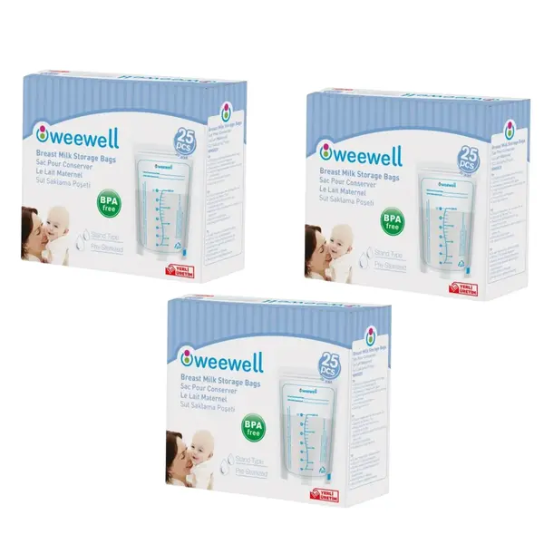 Weewell WMS825R3 Süt Saklama Poşeti 25'li 3'lü Set