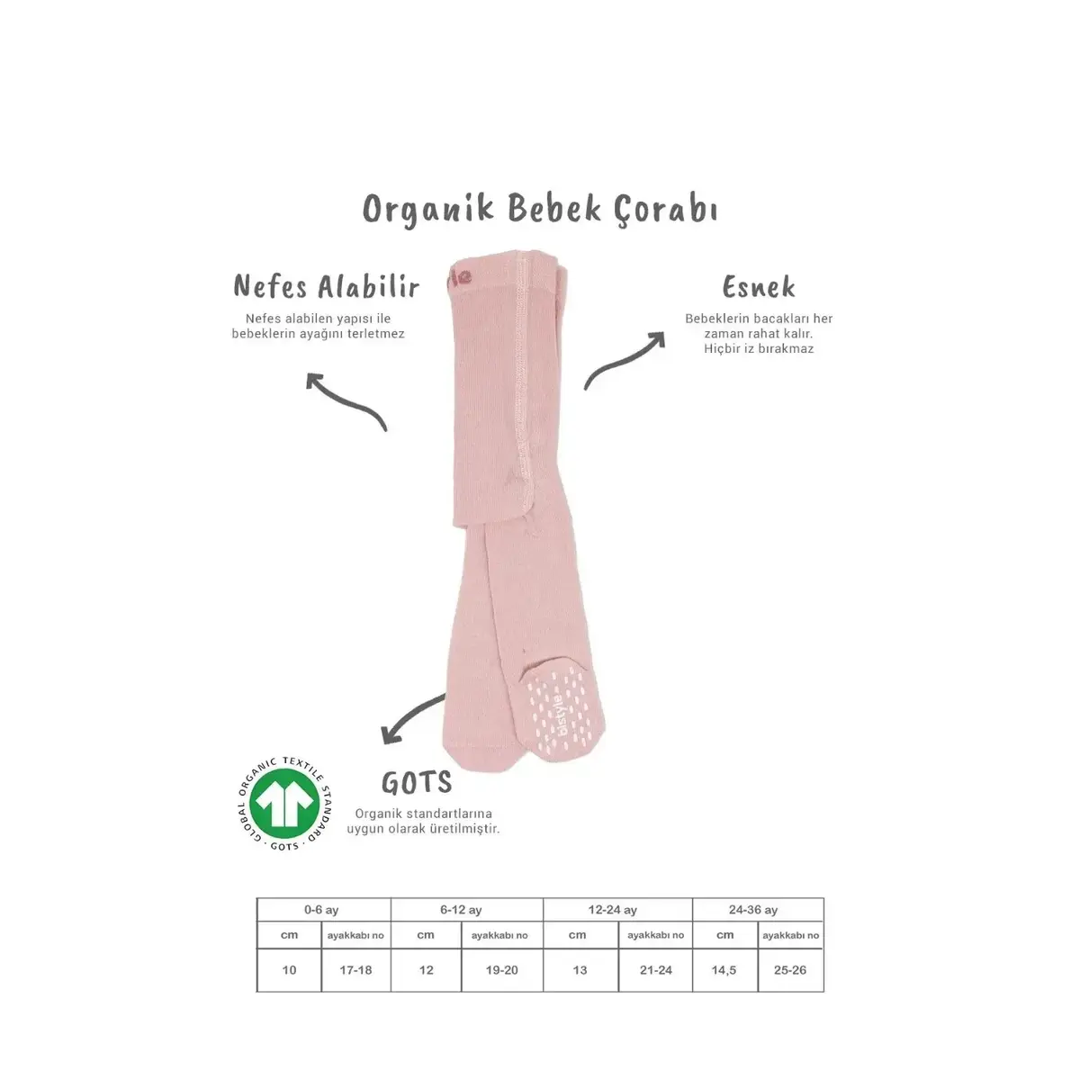 Bistyle Çorap Külotlu Kaymaz Penye Basic Pembe