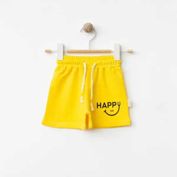 Bebolly Şort Happy Baskılı Sarı