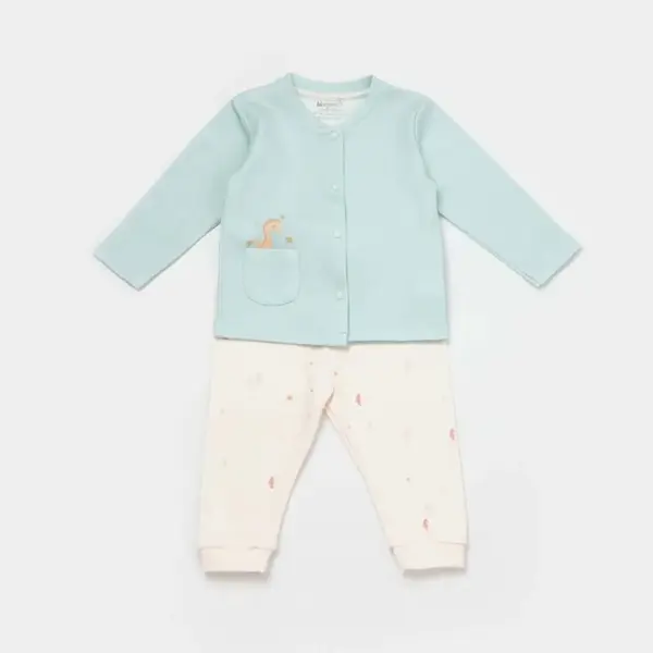 Bibaby Organik Pijama Takımı Save The Seahorse Bej - Mint