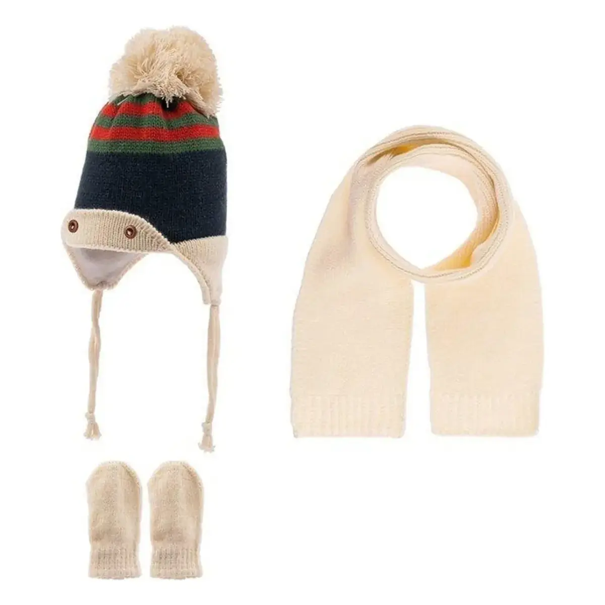 Kitti Atkı Bere Eldiven Takım Krem Kitti Atkı Bere Eldiven Takım Krem