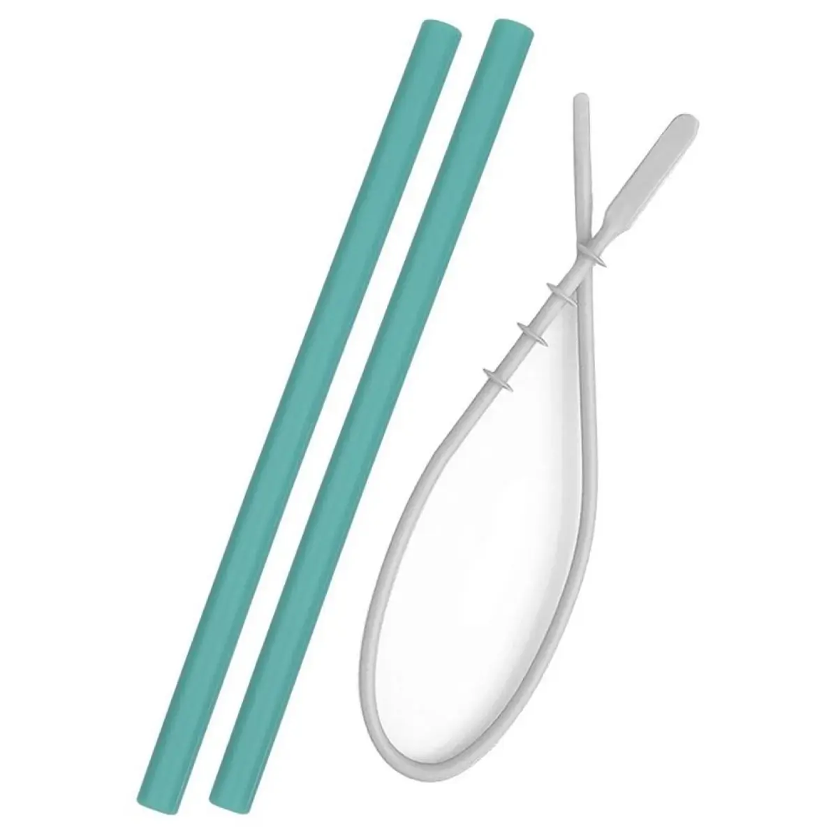 OiOi Temizleme Fırçalı Silikon Pipet 2li 6+ Ay Aqua Green
