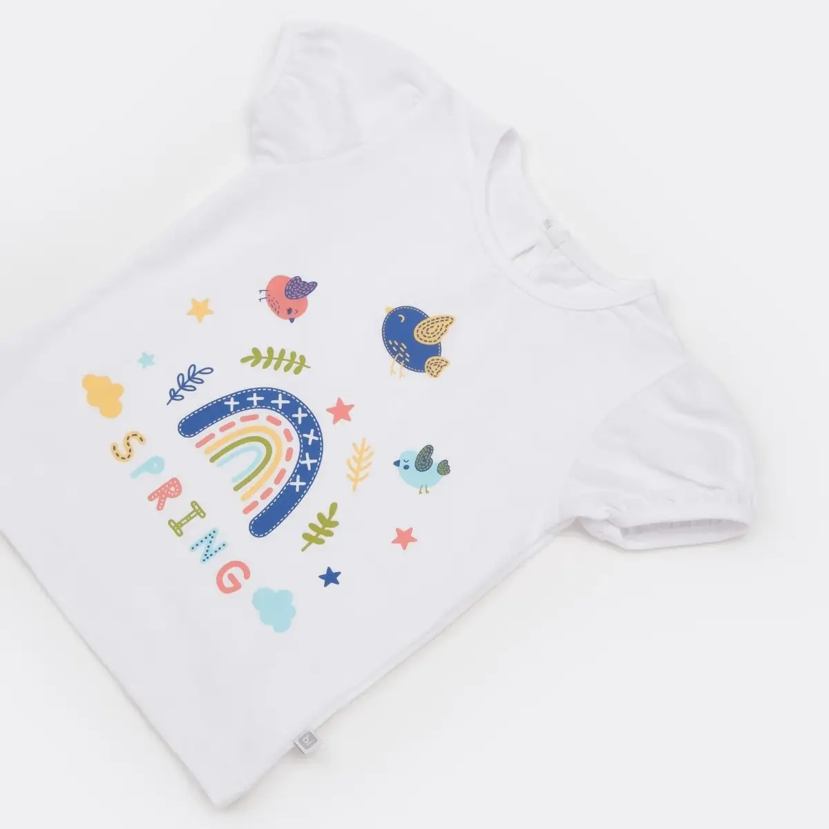 Bibaby 2li Takım Şortlu Spring Bird Beyaz