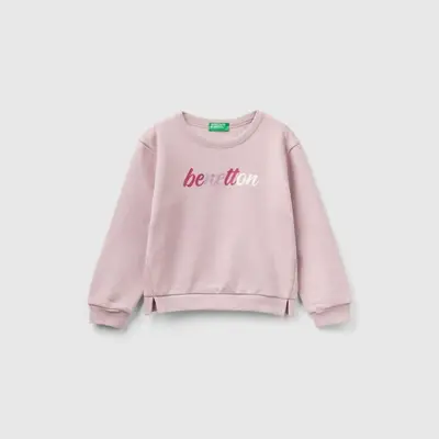 Benetton Sweatshirt Bisiklet Yaka Açık Pembe