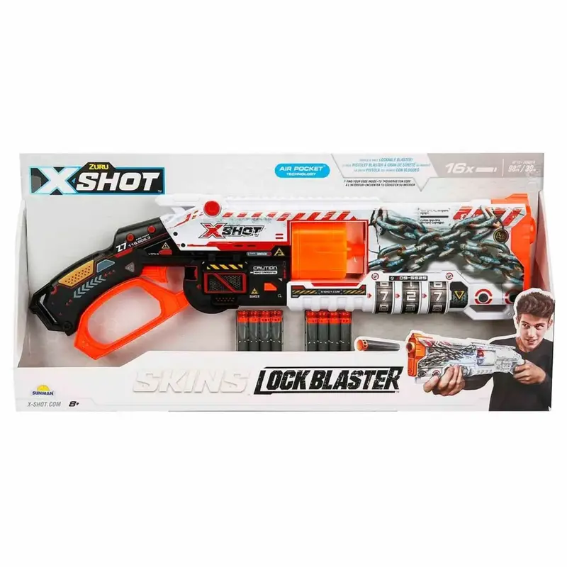 X-Shot Skins Lock Blaster Sünger Dart Atan Tabanca 56 cm 16 Dartlı