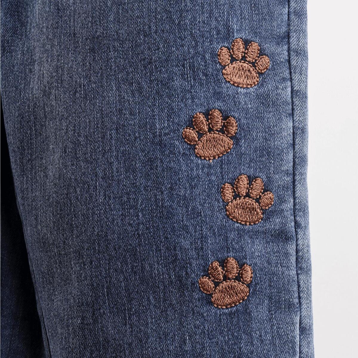 Overdo Salopet Aslan Nakışlı Kot Mavi Denim