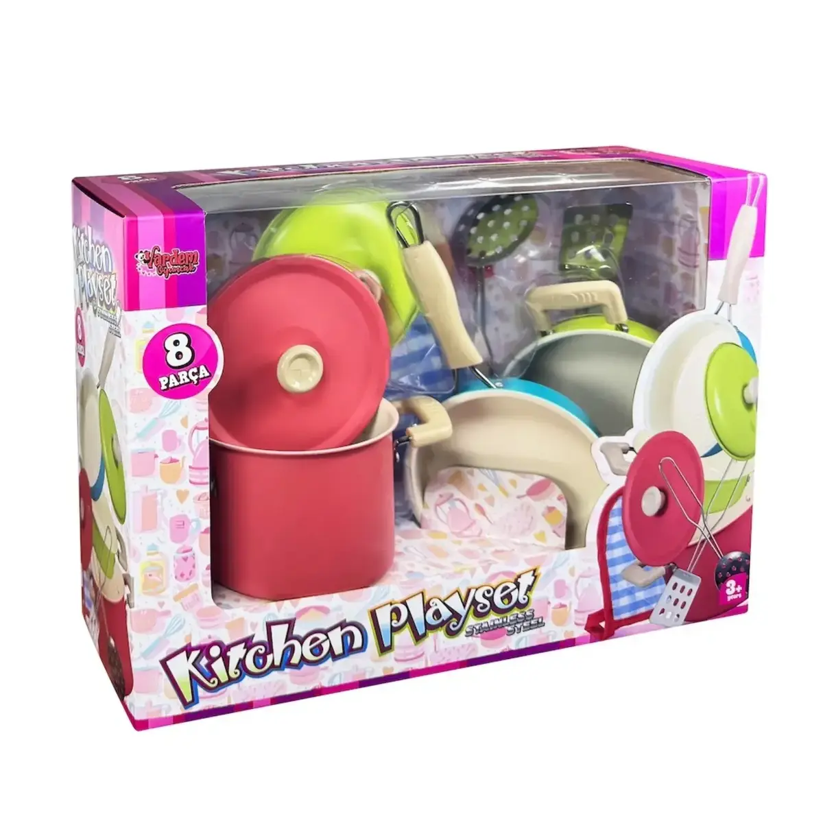 Vardem Renkli Emaye Tencere Tava Seti 8 Parça