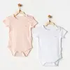 Andy Wawa Body Kısa Kol 2li Jakarlı Basic Pembe - Beyaz