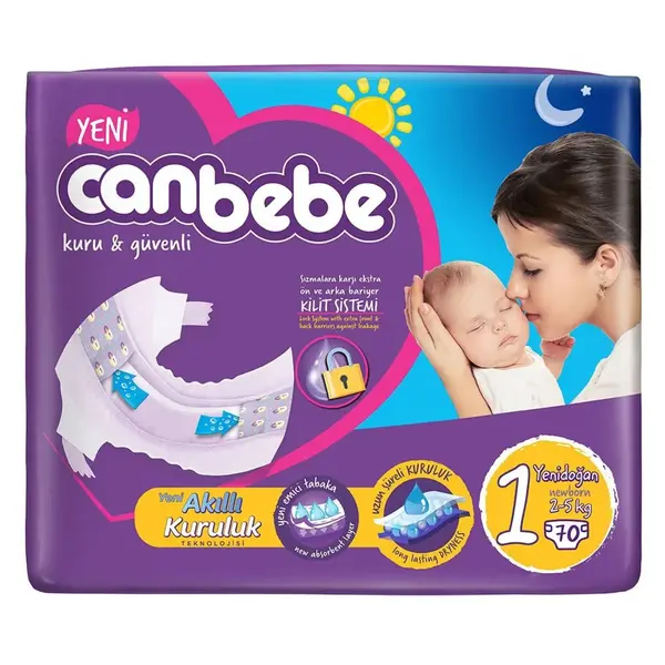 Canbebe Bebek Bezi 1 Beden Yenidoğan 2-5 Kg 70li Avantaj Paket 