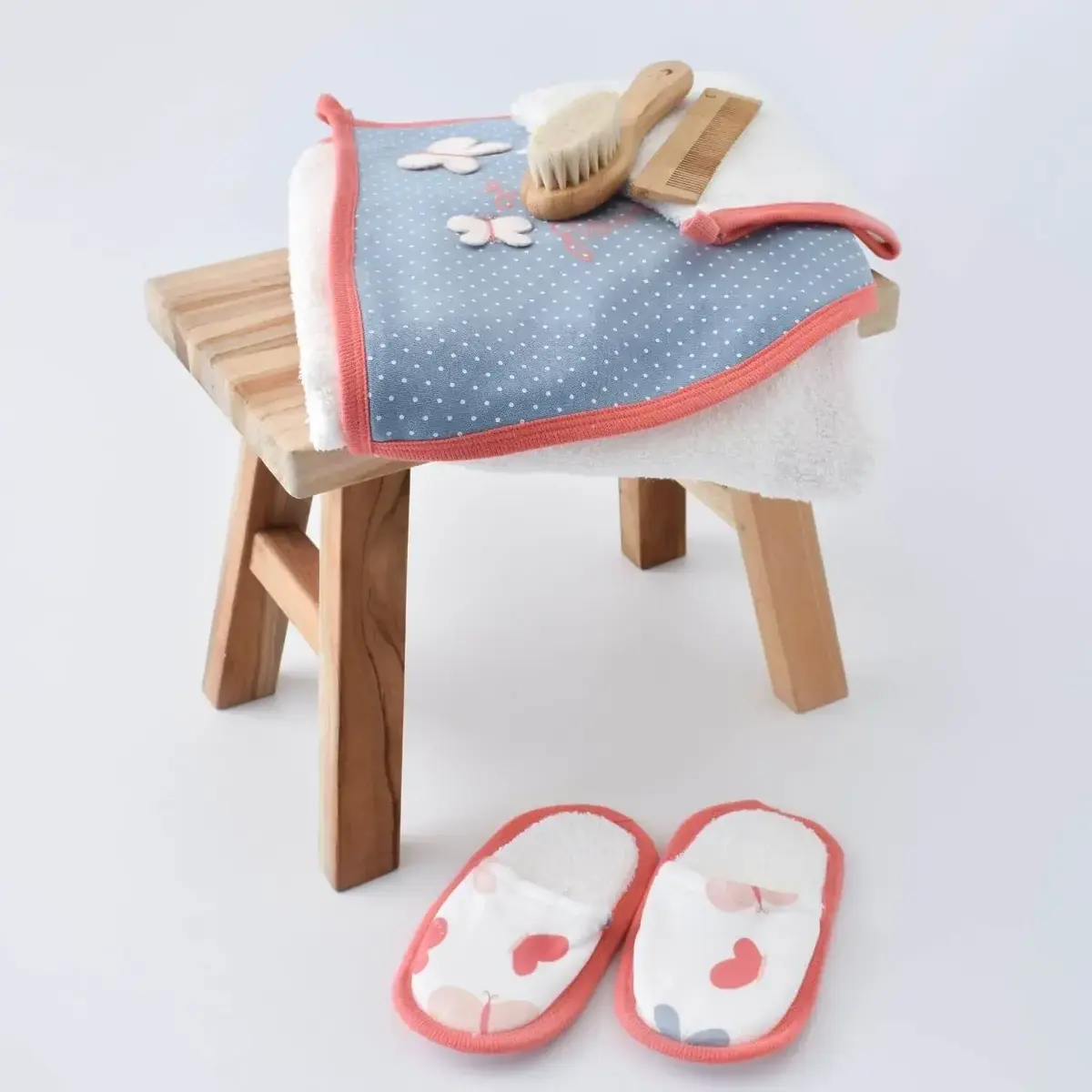 Bibaby Organik Bebek Bornoz Takımı Wild Flowers Coral
