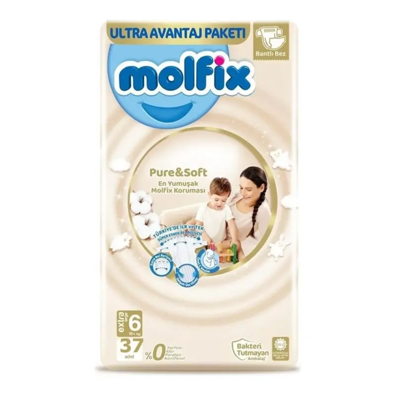 Molfix Pure&Soft Bebek Bezi 6 Beden XL 37li  Süper Fırsat Paketi