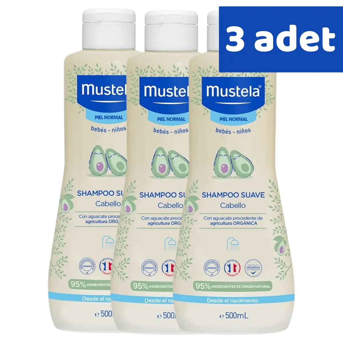 Mustela Gentle Avokado Papatya Özlü Bebek Şampuanı 500 ml x 3 Adet Mustela Gentle Avokado Papatya Özlü Bebek Şampuanı 500 ml x 3 Adet
