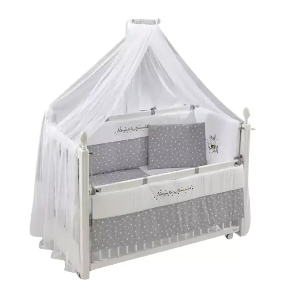 Meltem Kids Kral Beşik 60x120 cm Beyaz- Moon Gri