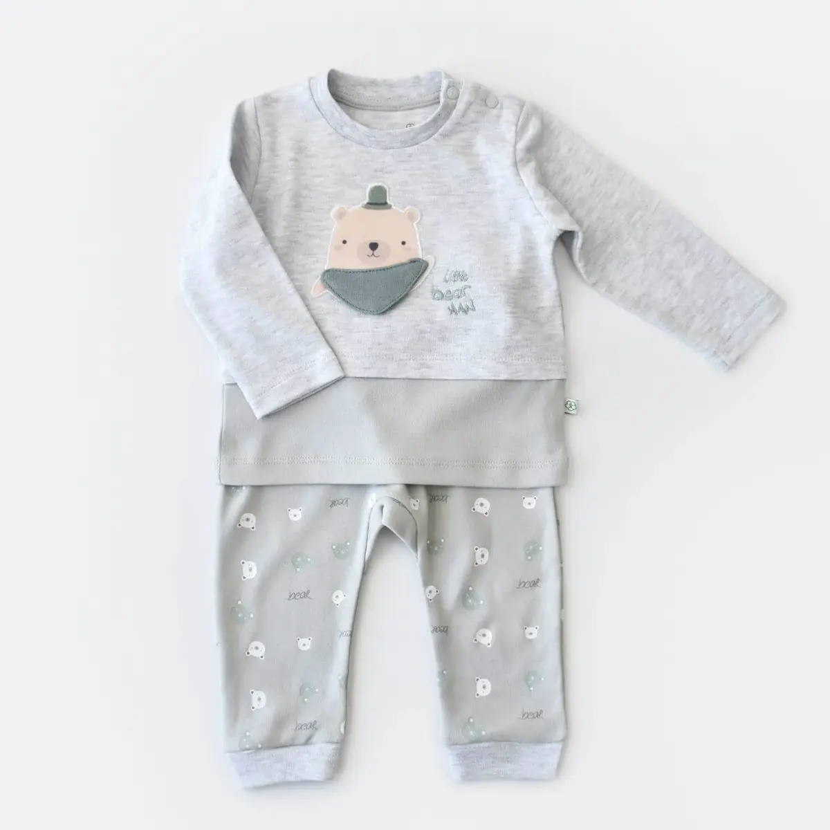 Bibaby Organik 2li Takım Hug Me Bear Kar Melanj