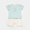 Bibaby Organik 2li Takım Şortlu Save The Seahorse Bej - Mint