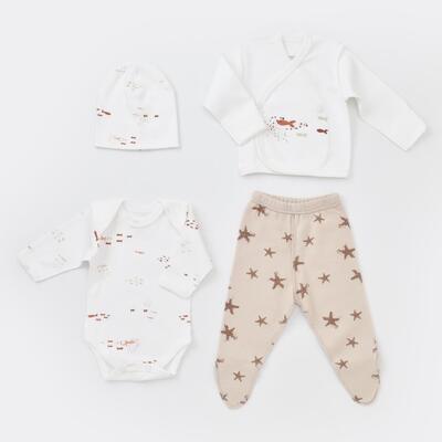 Bibaby Organik Zıbın Takımı Magic Starfish Prematüre Latte