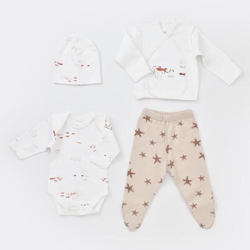 Bibaby Organik Zıbın Takımı Magic Starfish Prematüre Latte