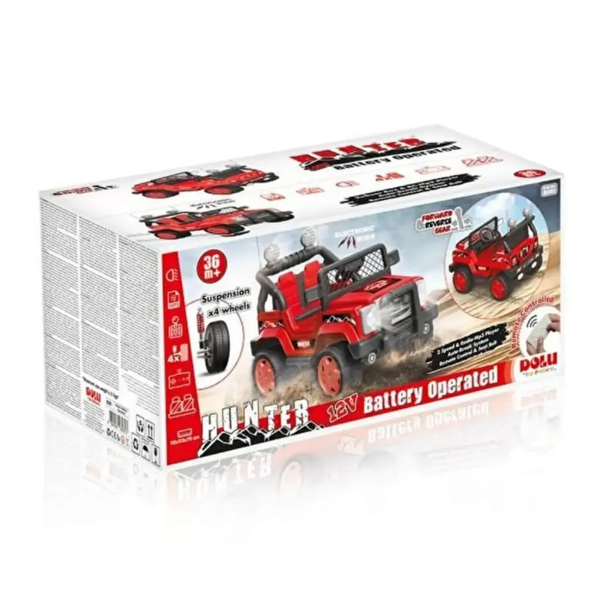 Dolu Hunter Akülü Araba Jeep Uzaktan Kumandalı Kırmızı 12 Volt