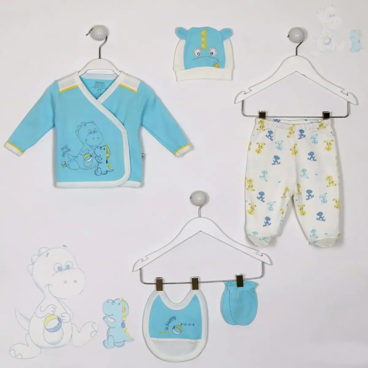 İmaj Bebe Hastane Çıkışı 5li Yavru Dino Mavi İmaj Bebe Hastane Çıkışı 5li Yavru Dino Mavi