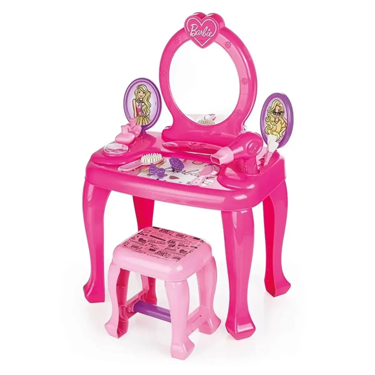 Dolu Barbie Ayaklı Makyaj Masa Sandalye Seti