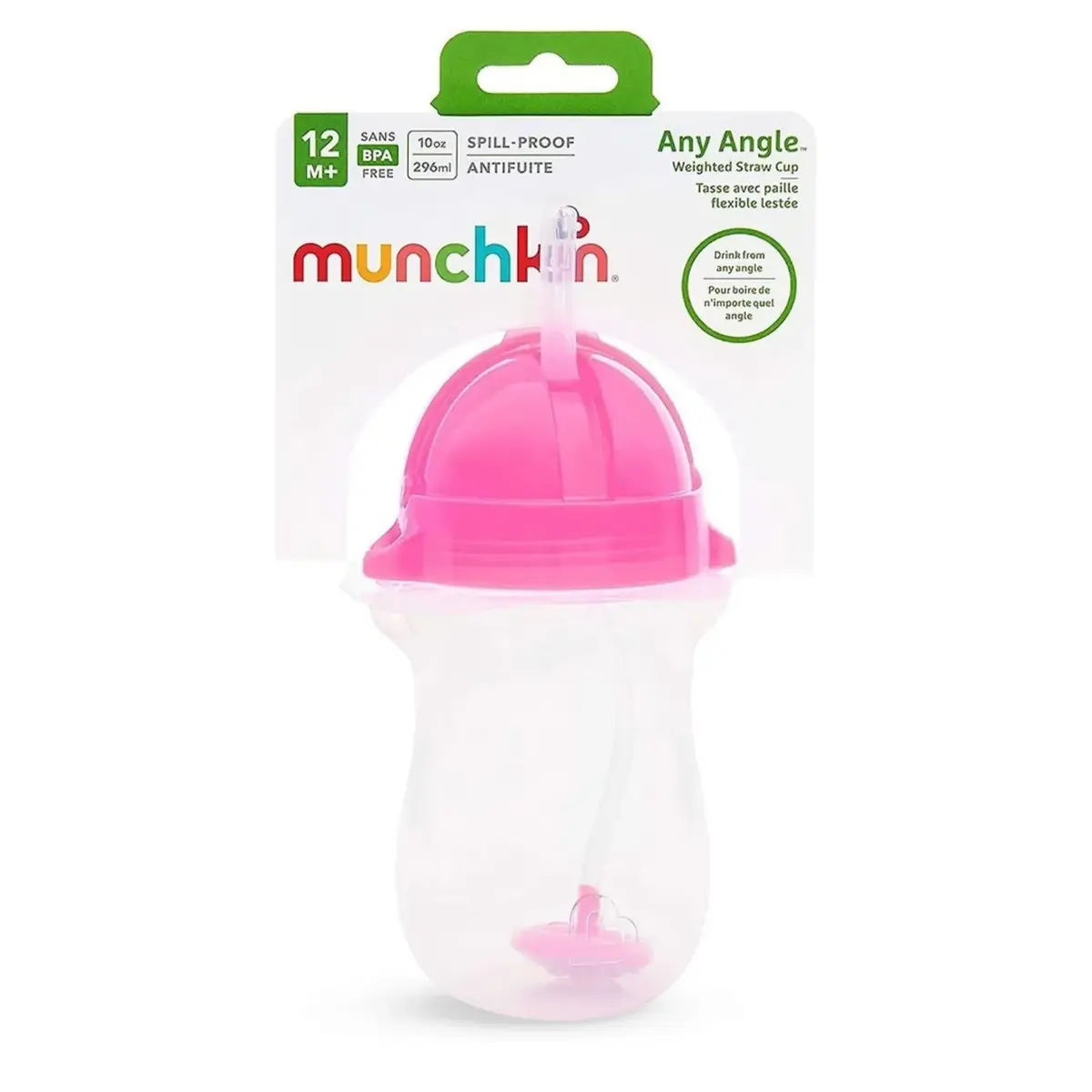 Munchkin Tıklama Kilitli Uçlu Pipetli Alıştırma Bardağı 296 ml Pembe