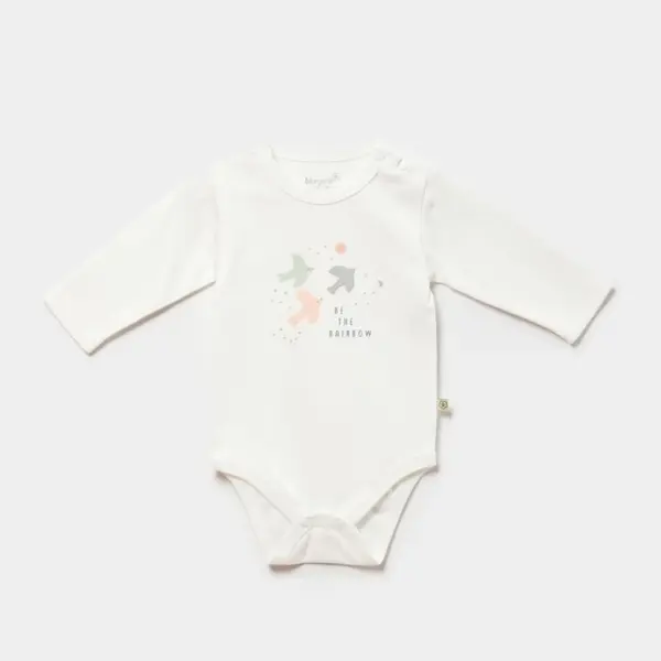 Bibaby Organik Body Tiny Birds Ekru - Yeşil