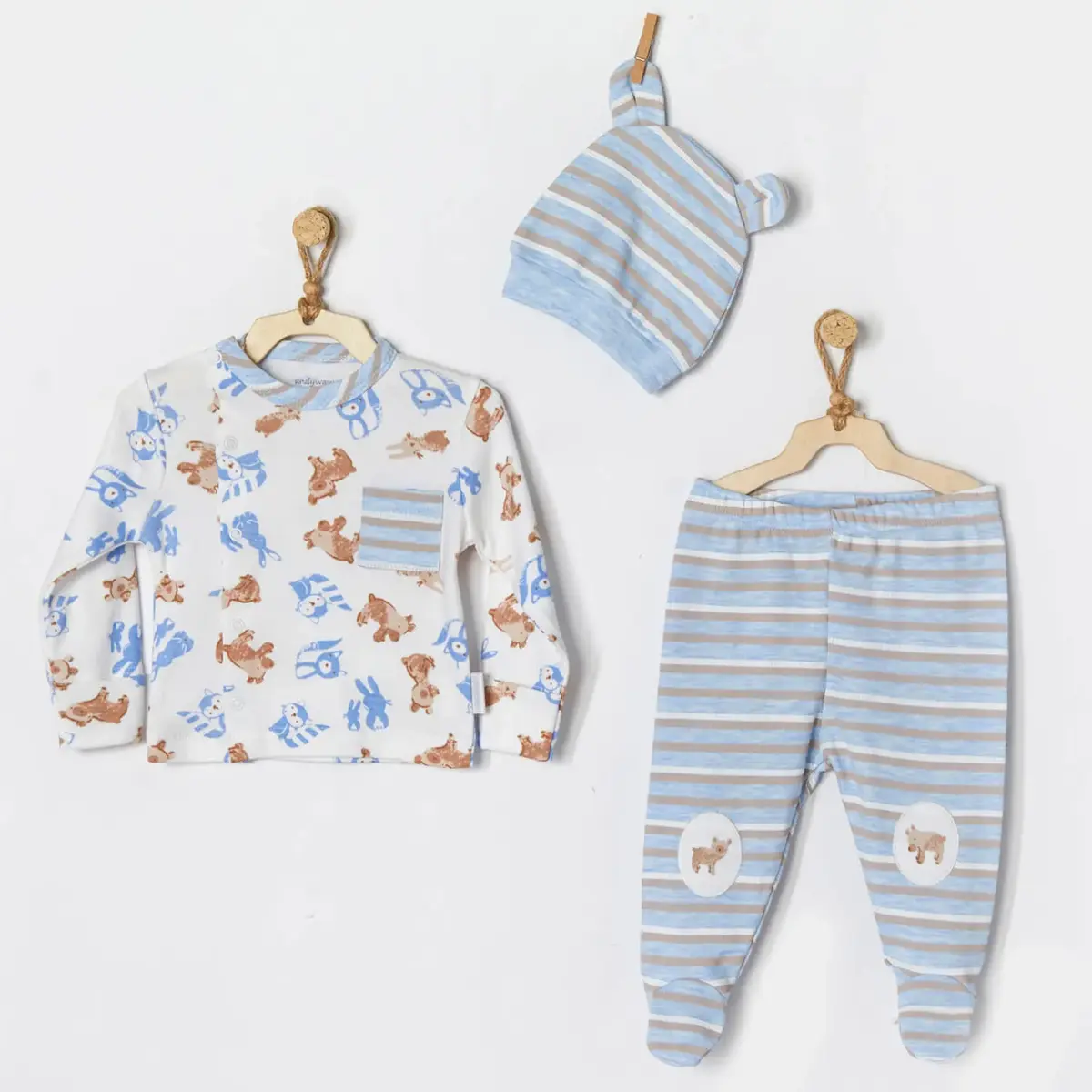 Andy Wawa 3lü Takım Tiny Bear & Friends Mavi