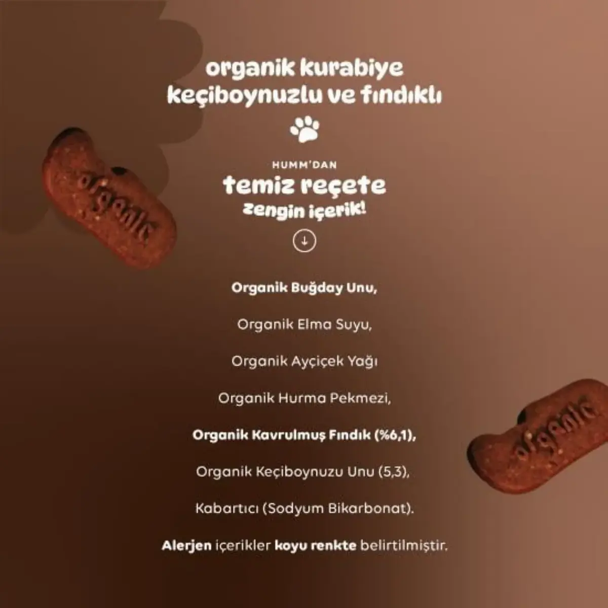 Humm Organic Keçiboynuzlu ve Fındıklı Kurabiye 55 gr