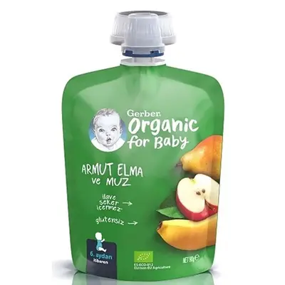 Gerber Organik Armutlu Elmalı Muzlu Meyve Püresi 90 gr