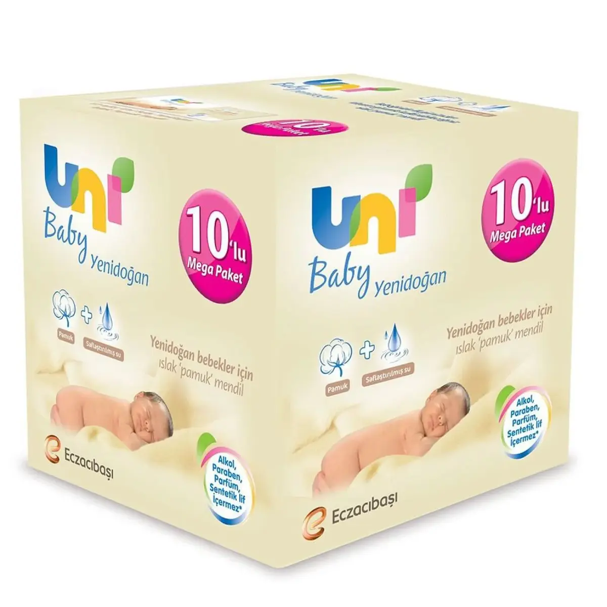 Uni Baby Yenidoğan Islak Pamuk Mendil 10x40lı Avantaj Paket
