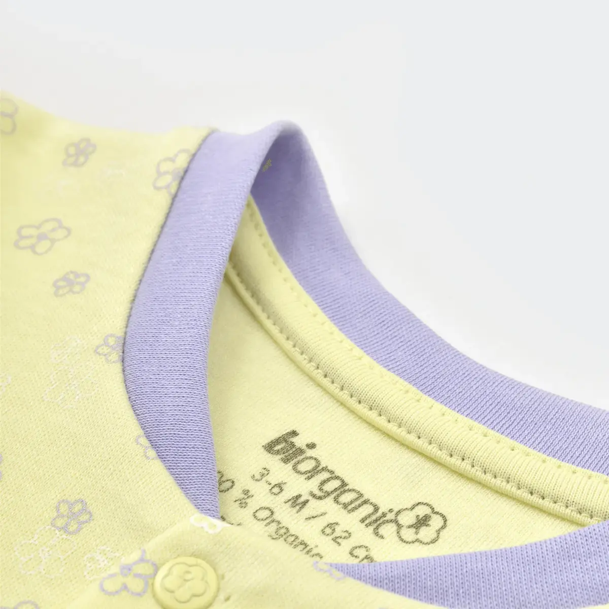 Bibaby Organik Pijama Takımı Love You Baby Yellow Lavander