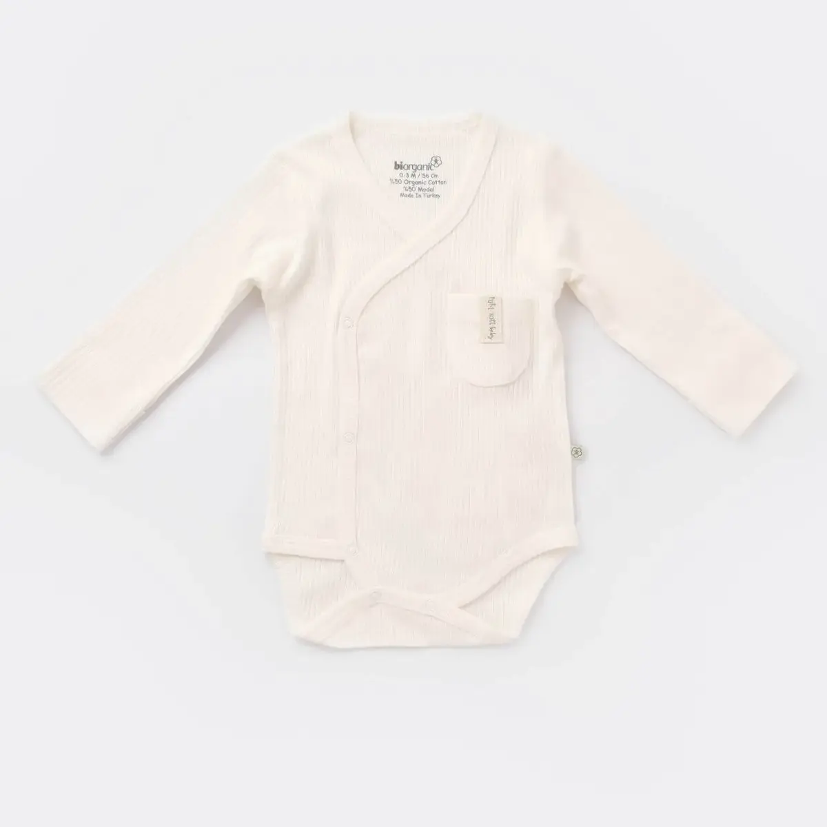 Bibaby Organik Body Kruvaze Eldivenli Soft Modal Ekru