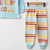 Mini Damla Pijama Takımı Penye Çizgili Turkuaz