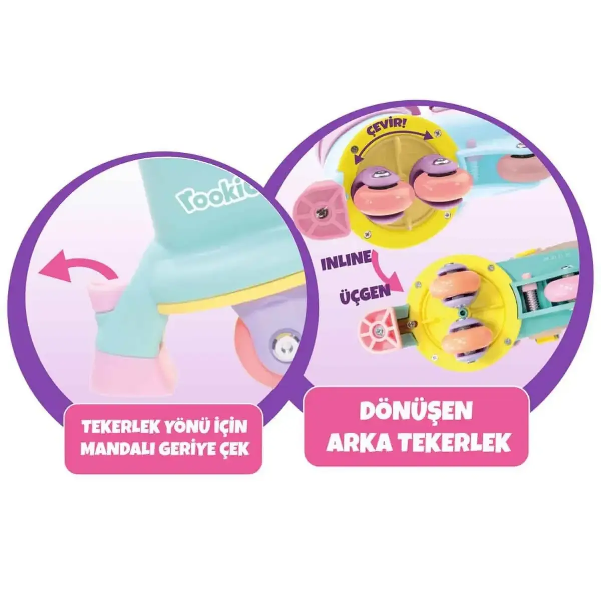 Ayarlanabilir Dönüşen Tekerlekli 2 IN 1 Twisty Paten Mor