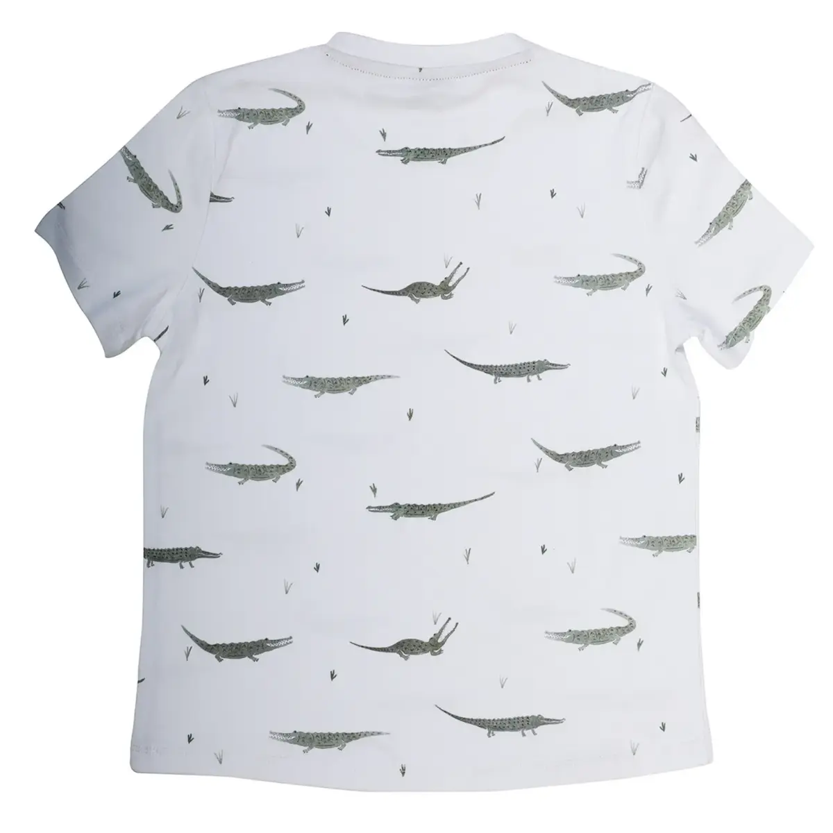 Hvc T-Shirt Timsah Baskılı Beyaz