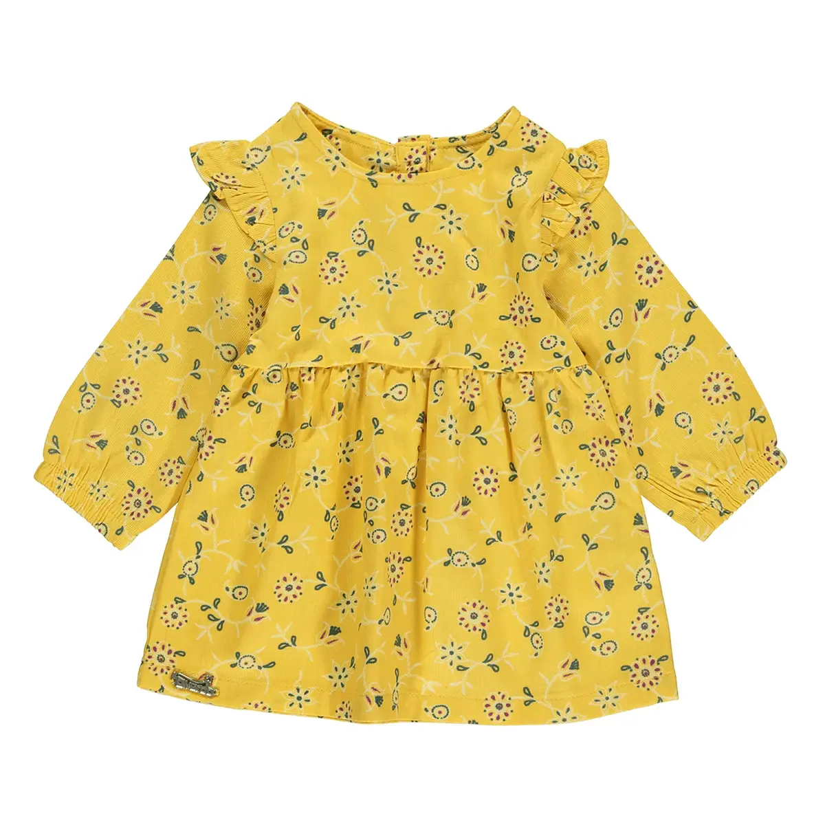 Overdo Elbise Bandanalı Kadife Çiçekli Sarı