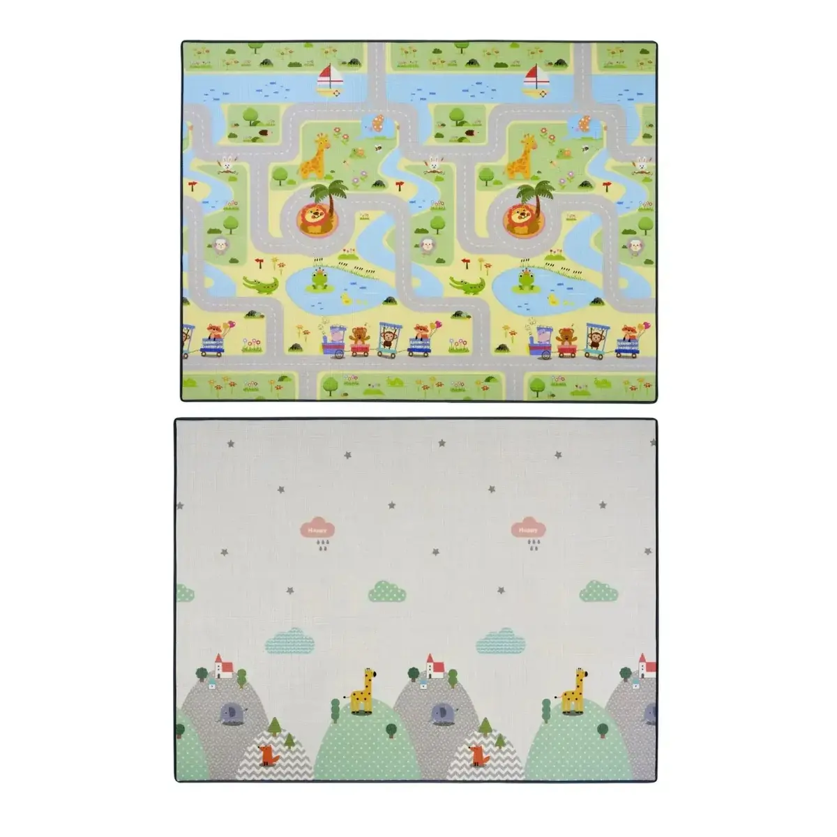 Coolmats Yeşil Parkur-Bulutlar ve Dağlar Oyun Halısı 140x100x1
