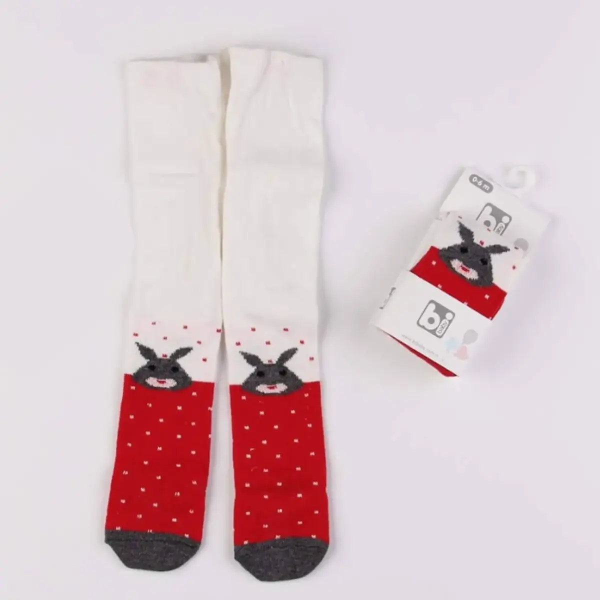 Bibaby Çorap Külotlu Desenli Kırmızı - Tavşan Bibaby Çorap Külotlu Desenli Kırmızı - Tavşan