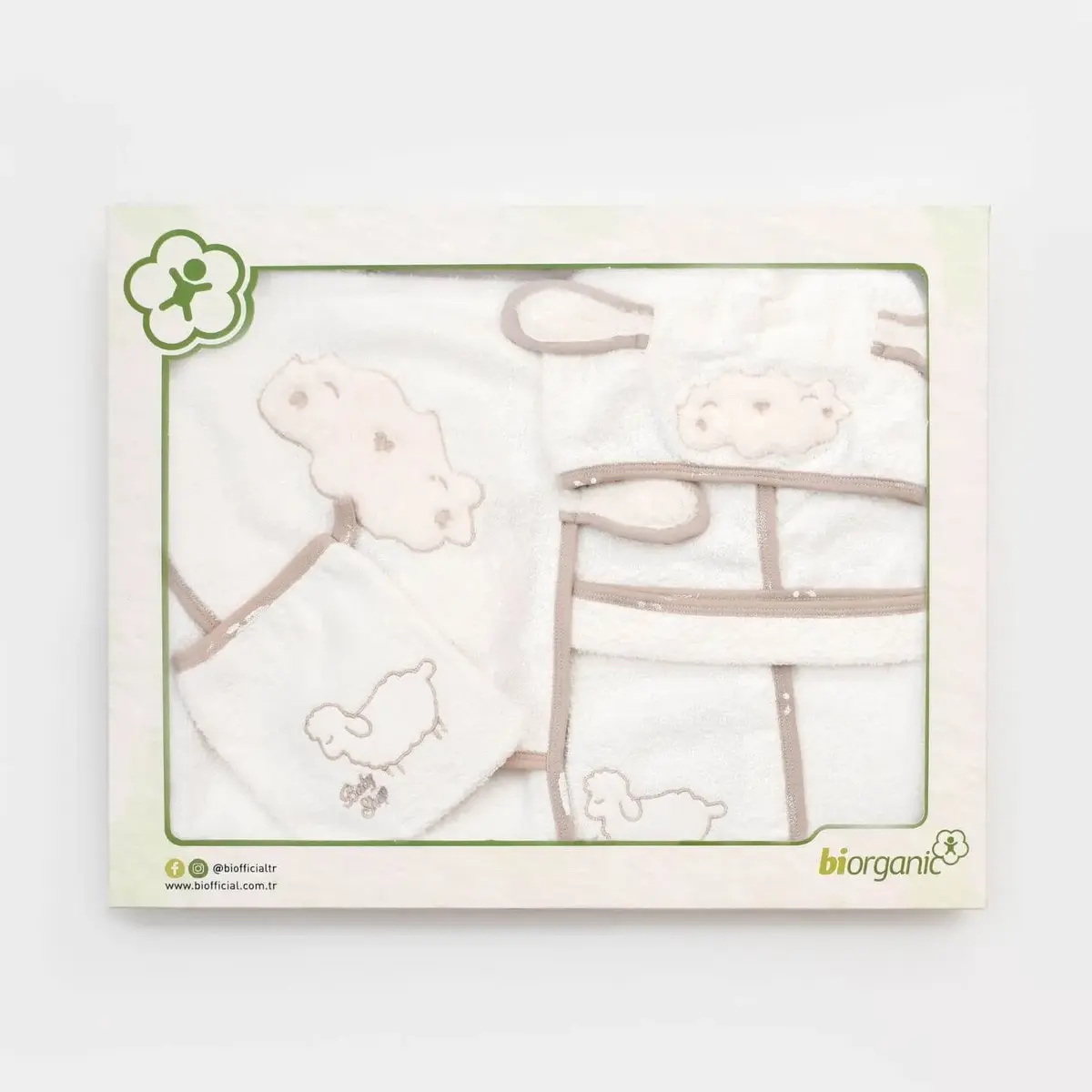 Bibaby Organik Bornoz Takımı Curly Sheep Bej