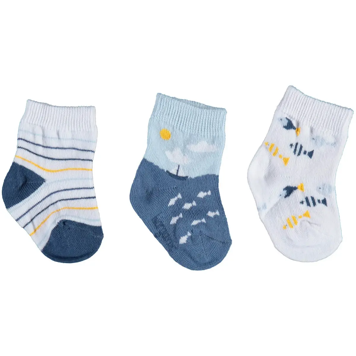 Bibaby Organik Çorap Soket 3lü Happy Fish İndigo Bibaby Organik Çorap Soket 3lü Happy Fish İndigo